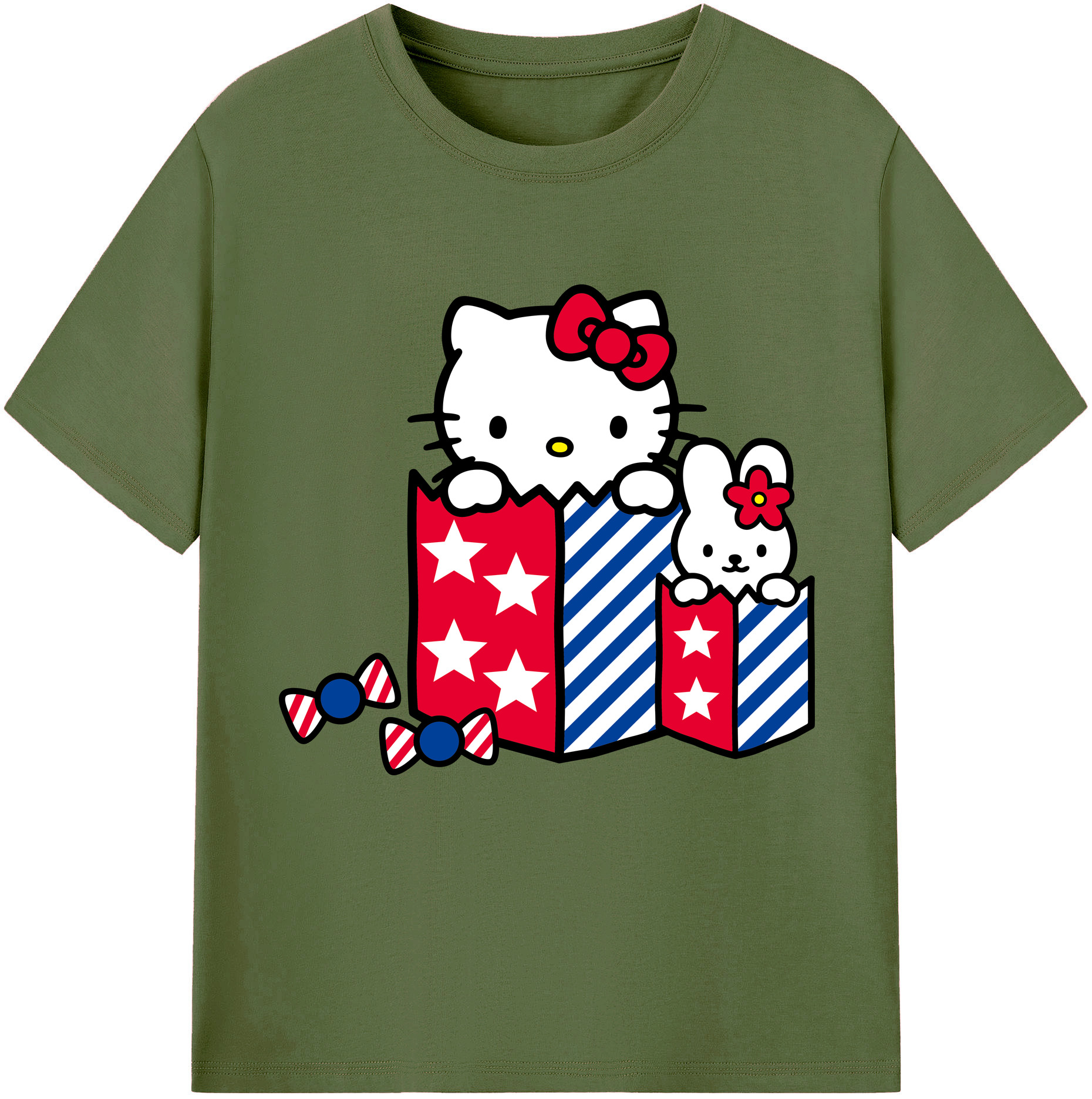 （画像用） Hello Kitty ハローキティ 綿100％半袖Tシャツ（フロントプリント）